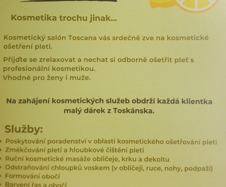 Kosmetický salon Toscana